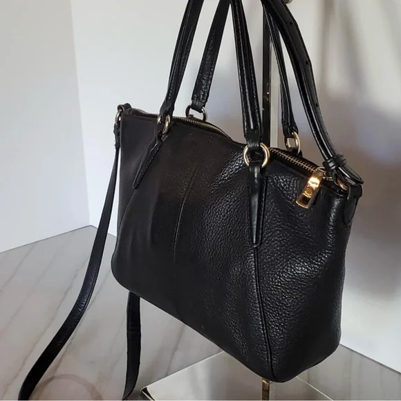 Coach Mini Kelsey Black Pebble Leather Bag F57563 - Picture 7 of 14